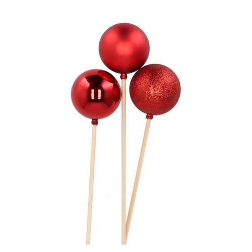 Kugel auf Stab Jolly Shine mix rot D06cm L50cm