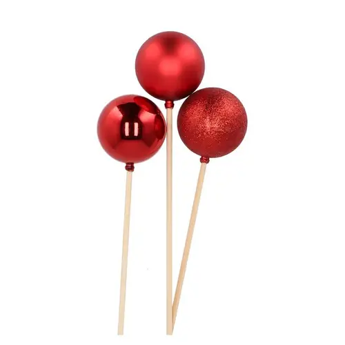 Kugel auf Stab Jolly Shine mix rot D06cm L50cm