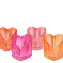 Glas Teelicht Herz orange mix 07x08cm