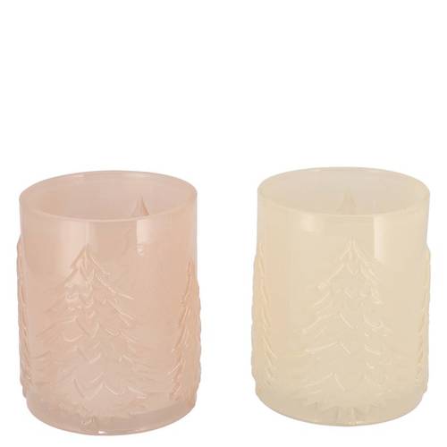 Glas Teelicht Ruby Forest mix creme 11x14cm