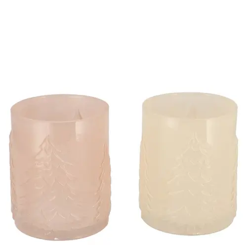 Glas Teelicht Ruby Forest mix creme 11x14cm