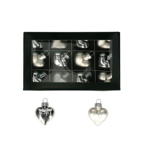 Deko Kugel Herz silber mix D04cm x12