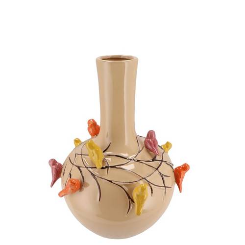 Keramik Vogelvase Sand D16cm H17cm