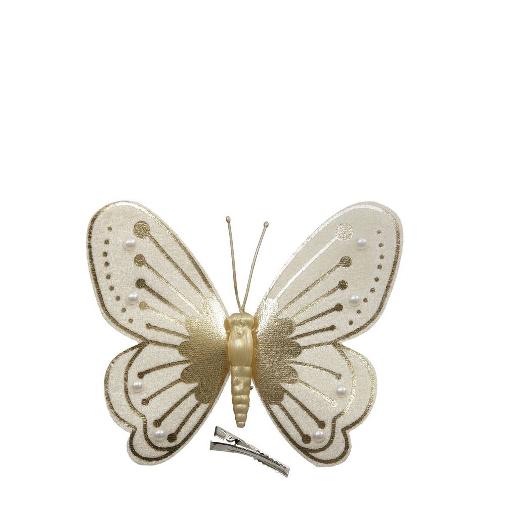Schmetterling auf Clip gold D12cm H09.5cm