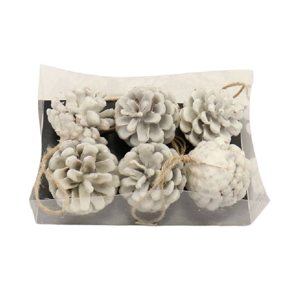 Hänger Tannenzapfen weiss 6cm x6