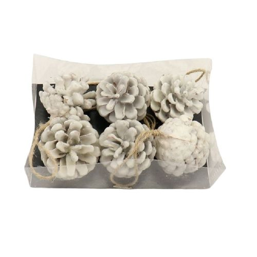 Hänger Tannenzapfen weiss 6cm x6