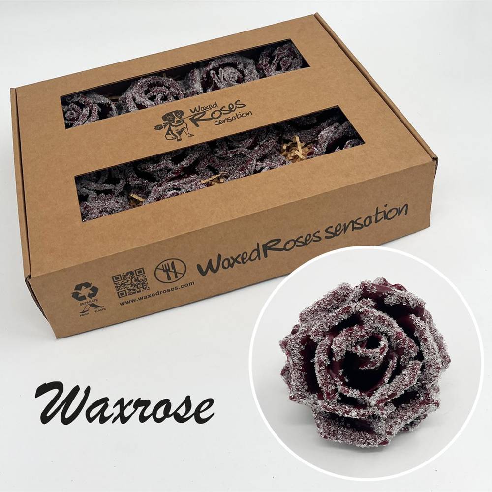 Seiden Wachs Rose eisig weinrot