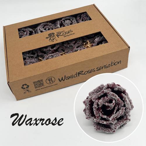 Seiden Wachs Rose eisig weinrot