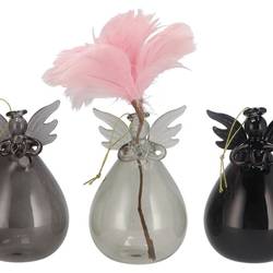 Engel Vase Glas grau 7x12cm