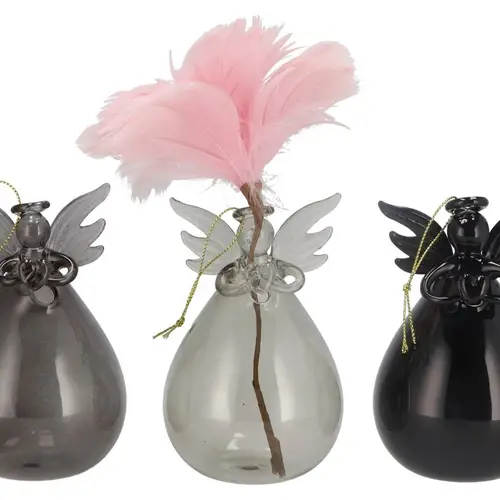 Engel Vase Glas grau 7x12cm