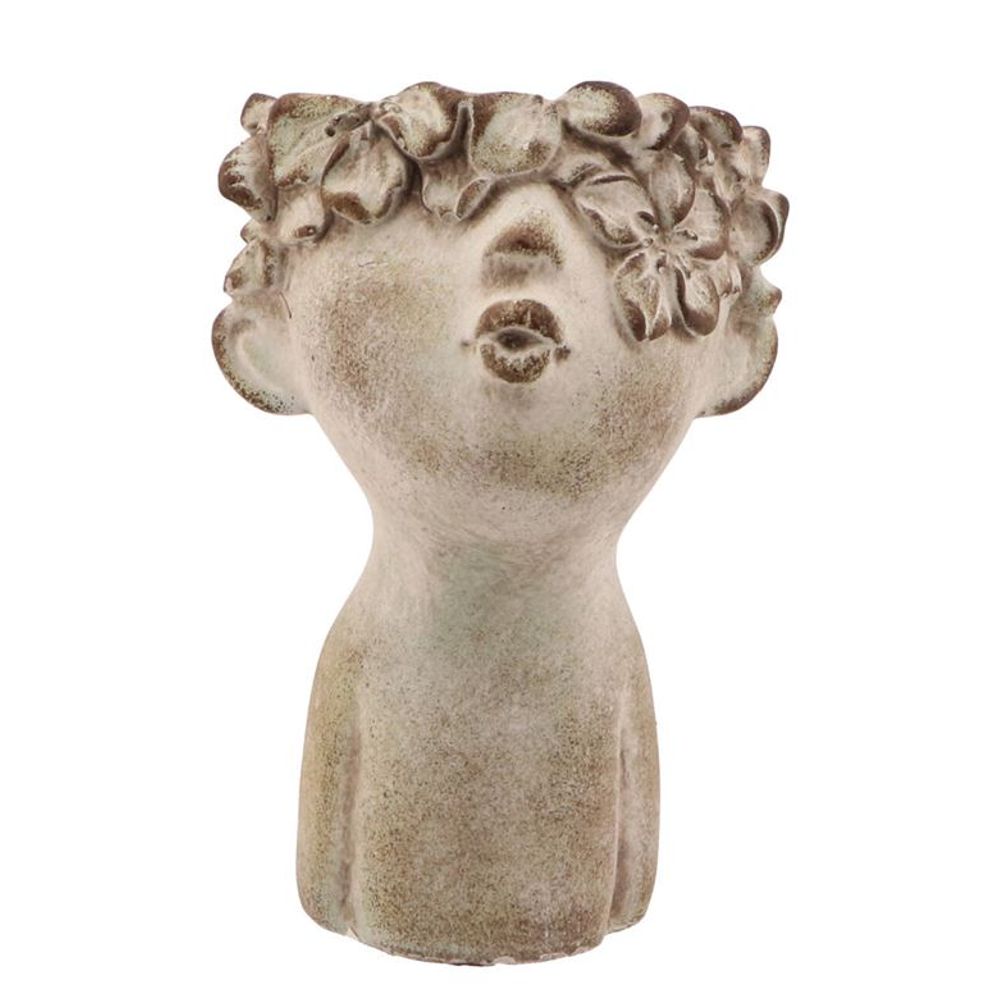 Beton Übertopf Gesicht 12x12x18cm