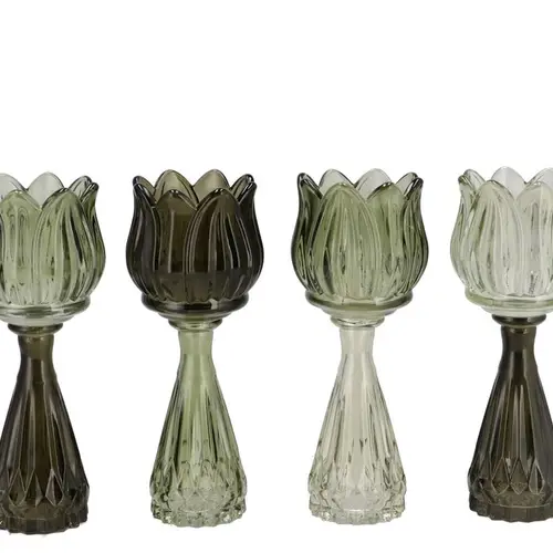 Glas Vase Tulpe grün mix 07x18cm 