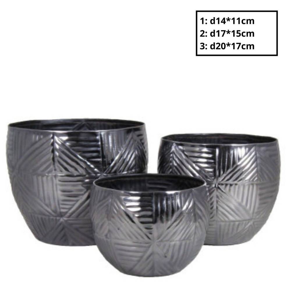 Übertopf Lamia 3/Set grau D20cm H17cm
