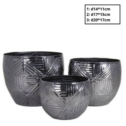 Übertopf Lamia 3/Set grau D20cm H17cm