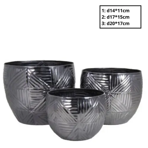 Übertopf Lamia 3/Set grau D20cm H17cm