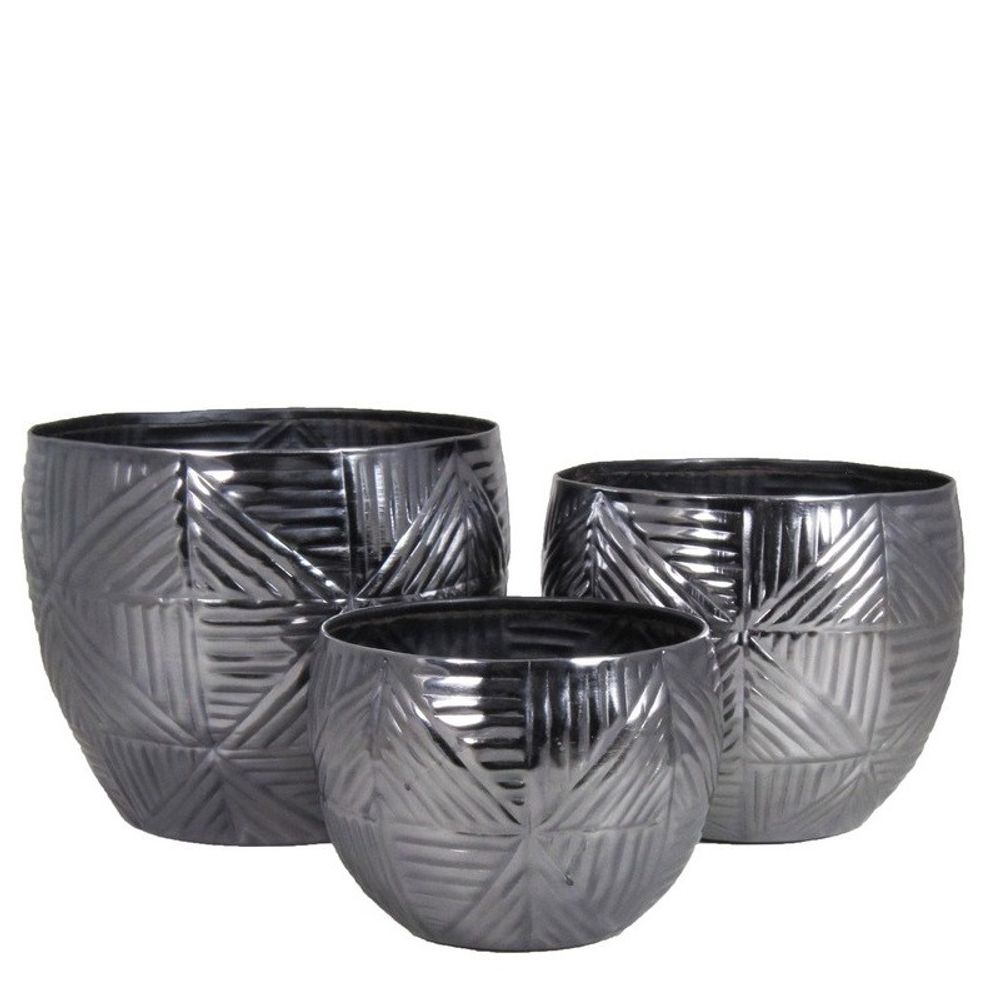Homedeco Lamia Übertopf Set von 3 grau 20x17cm