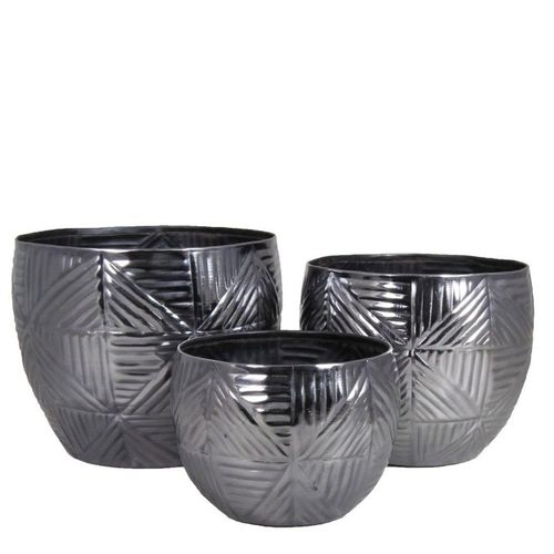 Homedeco Lamia Übertopf Set von 3 grau 20x17cm