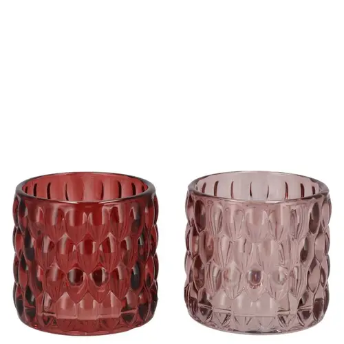 Glas Teelicht Jazz Bubbles Pink mix D08cm H07cm