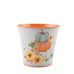 Zink Übertopf Arios orange/weiss D16.5cm H16cm 