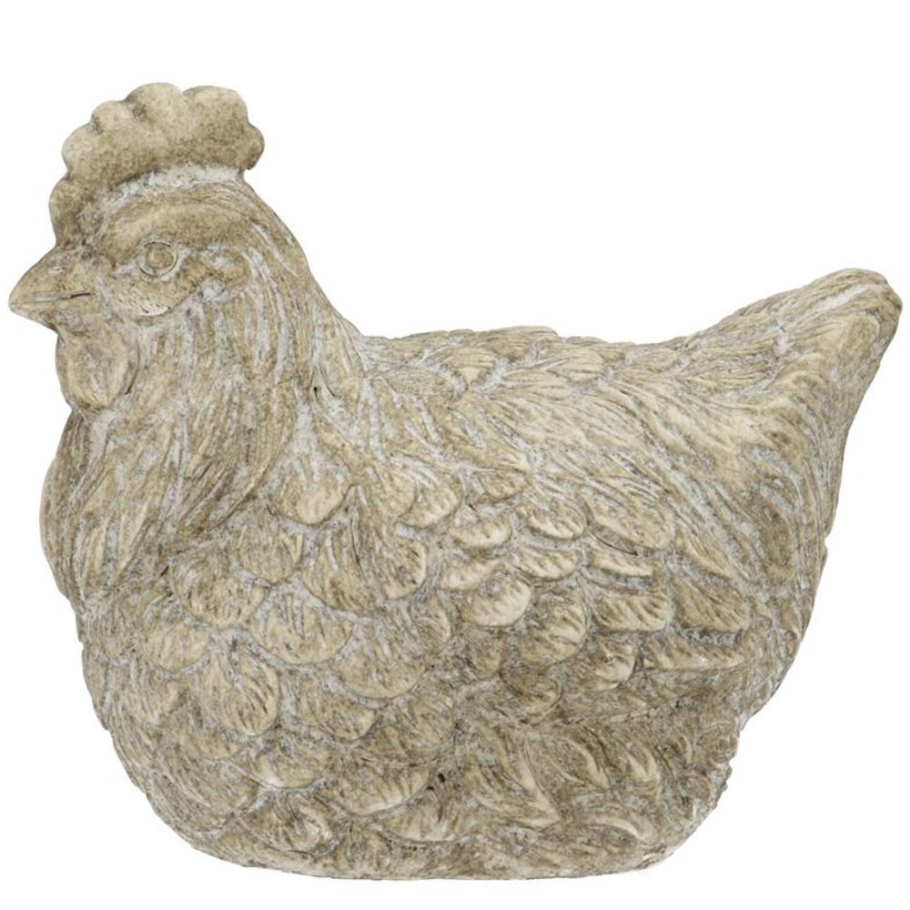 Beton Huhn mit federn grau 21x14x17cm