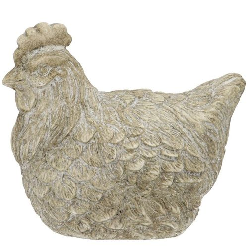 Beton Huhn mit federn grau 21x14x17cm