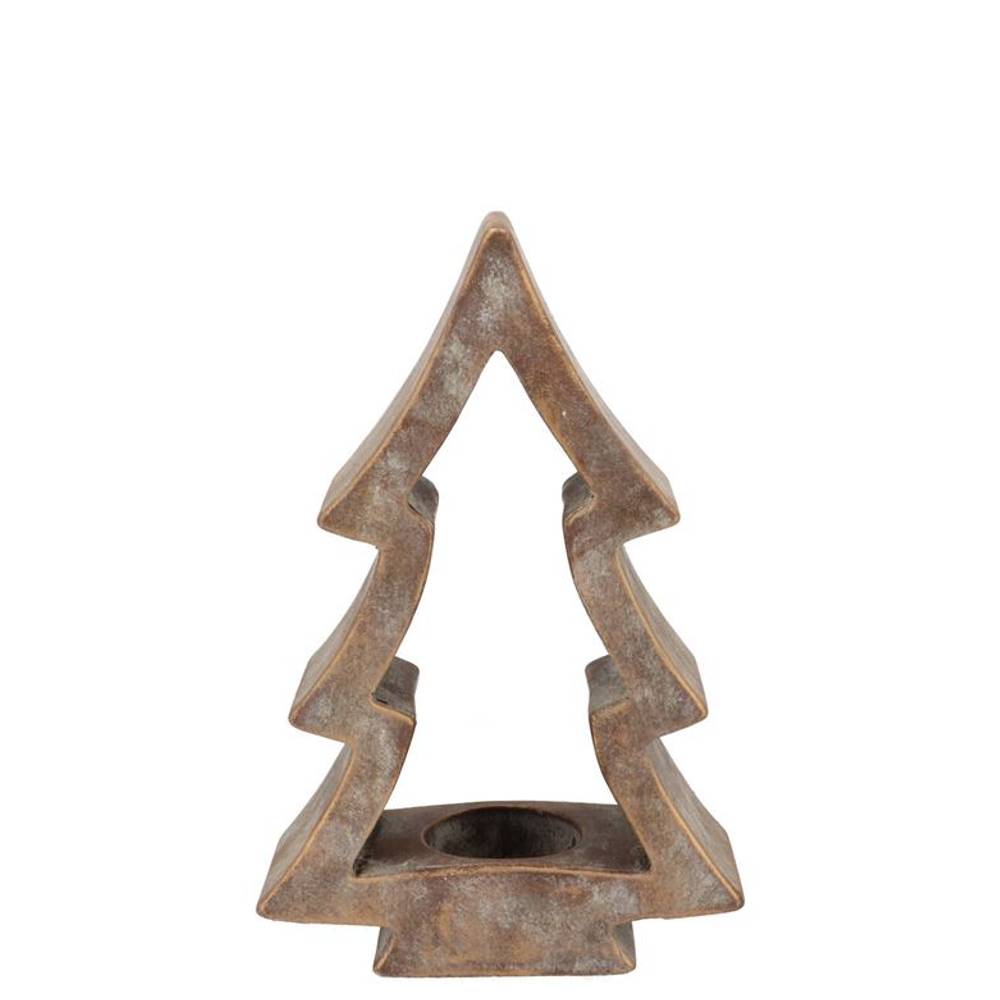 Teelichthalter Baum gold 13x07x20cm