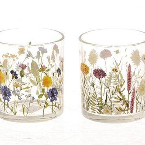 Glas Teelicht Florette mix D09cm H10cm