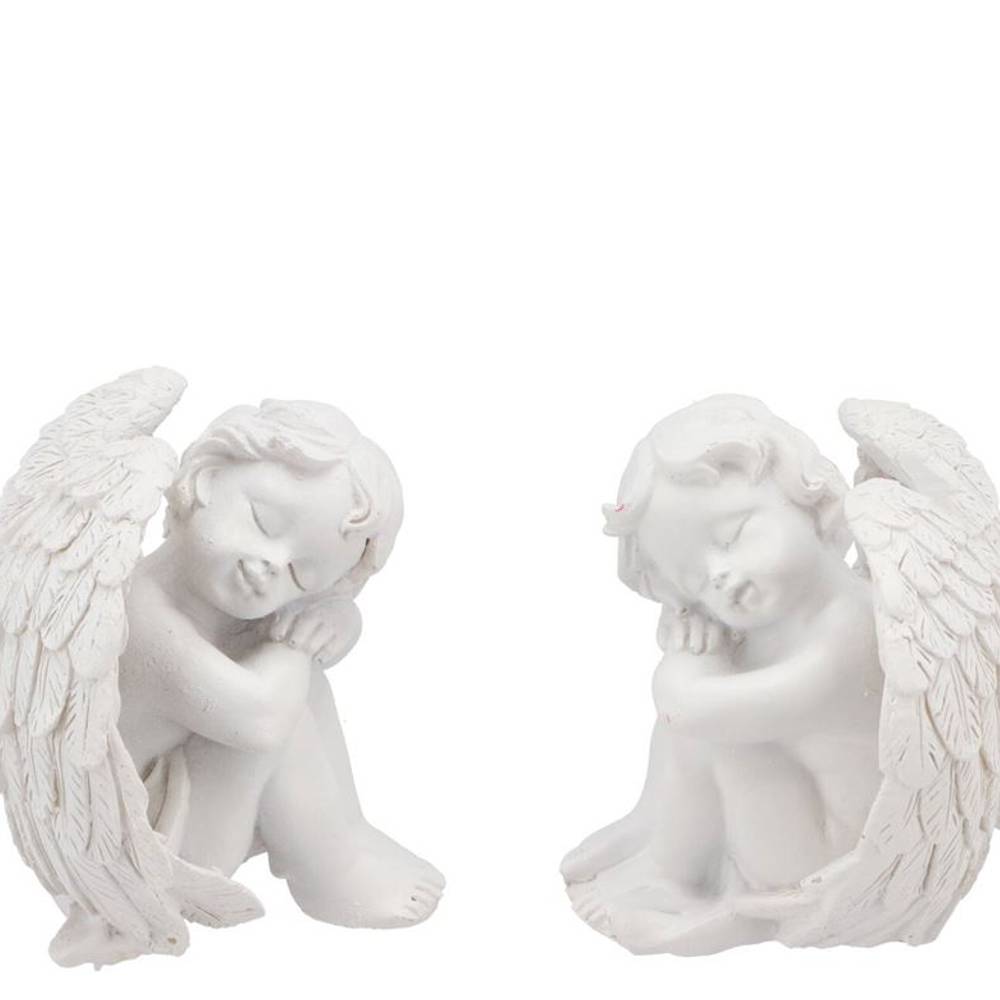 Deko Engel Polystone weiss 06,6x07,5x10,5cm