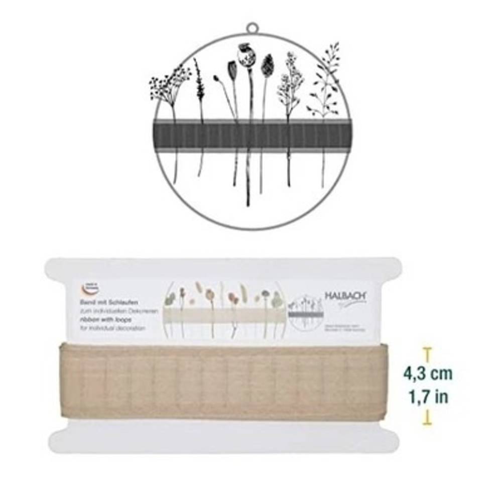 Band Woven mit Schlaufen beige 43mm 6m