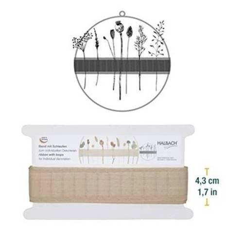Band Woven mit Schlaufen beige 43mm 6m