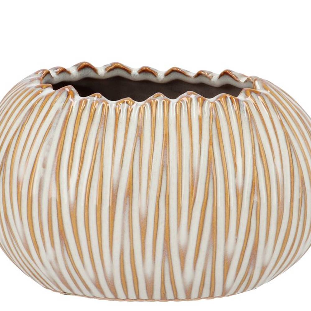 Keramik Übertopf Ella Oval creme 19x14x11cm