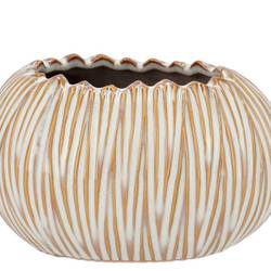 Keramik Übertopf Ella Oval creme 19x14x11cm