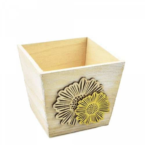 Holz Übertopf Dona gelb D13.5cm H12cm