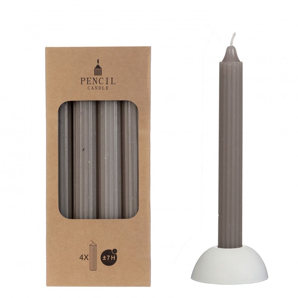 Kerze Bleistift grau D02.2cm H20cm x4