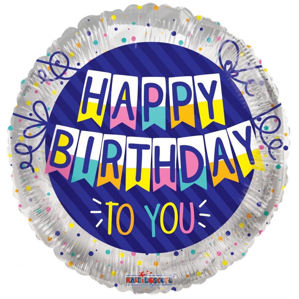 Ballon Happy Birthday blau/silber D45cm