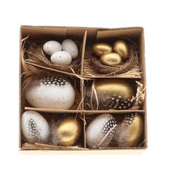 Hühnerei/Wachtelei gold/weiss mix x12