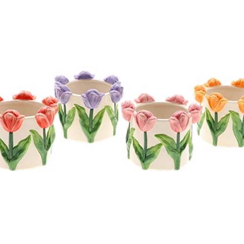 Keramik Übertopf Tulpe mix D17cm H13cm