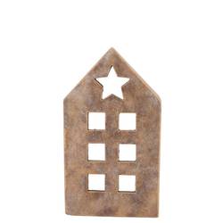 Teelichthalter Haus gold 14x08x24cm