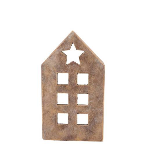 Teelichthalter Haus gold 14x08x24cm