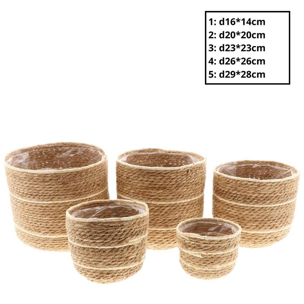 Korb Übertopf Santo weiss 5/Set D29cm H28cm