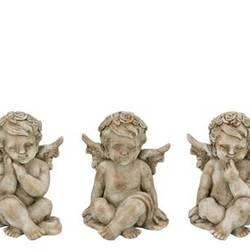 Beton Engel Antique sitzend mix 13x12x17cm