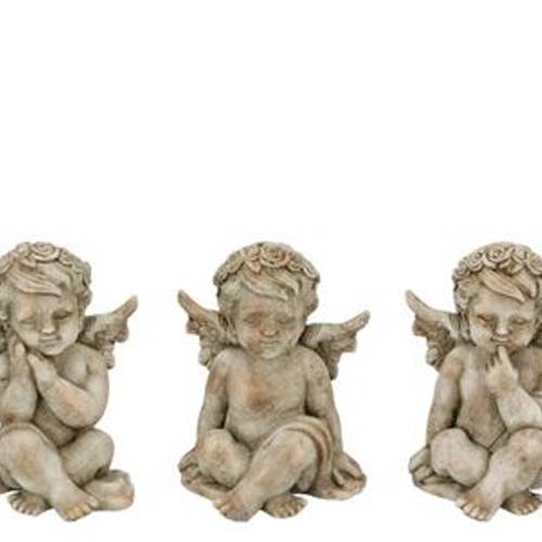 Beton Engel Antique sitzend mix 13x12x17cm