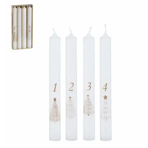 Spitzkerzen Advent weiss D02.2cm H20cm 