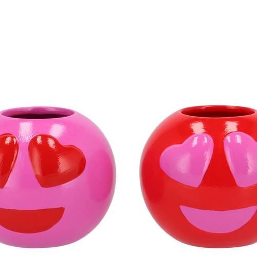Keramik Vase Smiley lovely rot mix 21x21x18cm