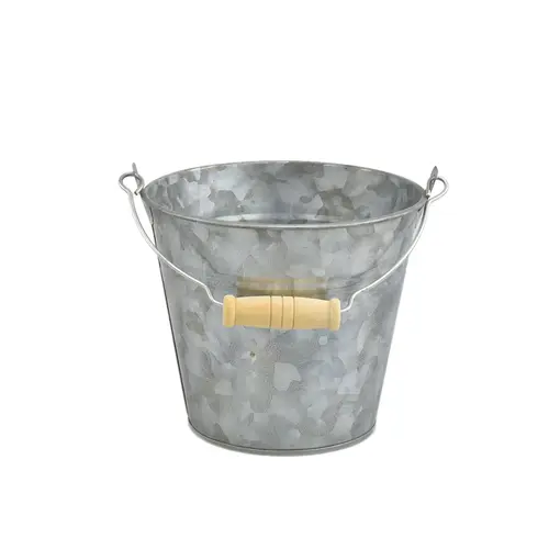 Zink Eimer +Henkel silber D13cm H11.5cm