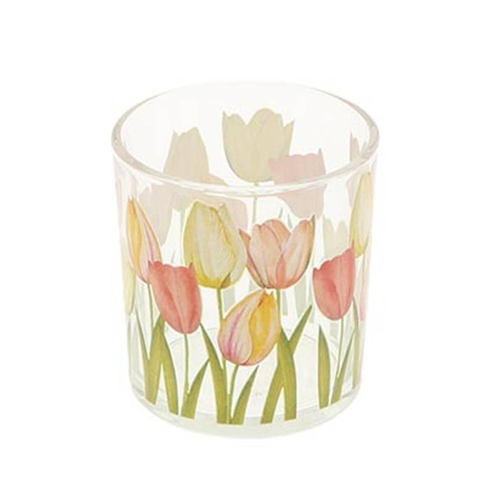 Glas Teelicht Tulpe multi D07.5cm H08cm