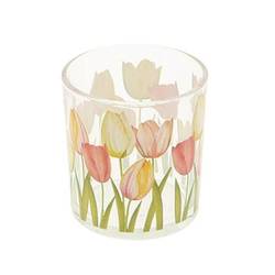 Glas Teelicht Tulpe multi D07.5cm H08cm