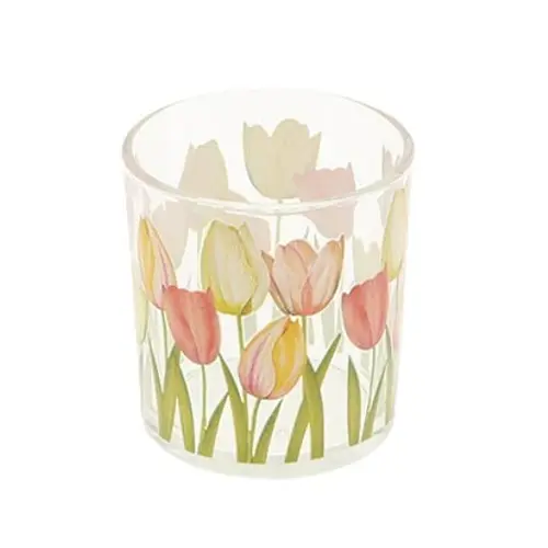Glas Teelicht Tulpe multi D07.5cm H08cm