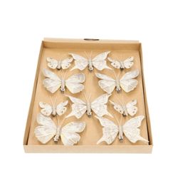 Schmetterling/clip 10st weiss mix