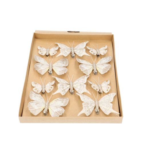 Schmetterling/clip 10st weiss mix